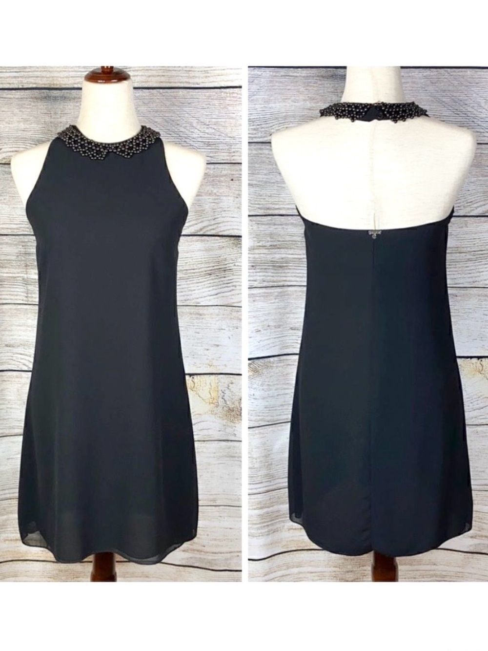 ARTIGLI  Beaded Halter neck Black Short Dress